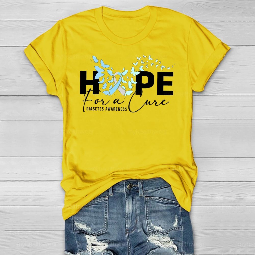 Hope For A Cure Butterfly Diabetes Healthwear T-shirt