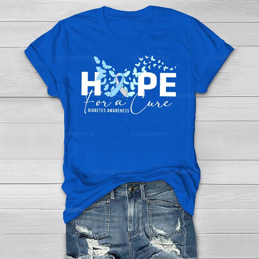 Hope For A Cure Butterfly Diabetes Healthwear T-shirt