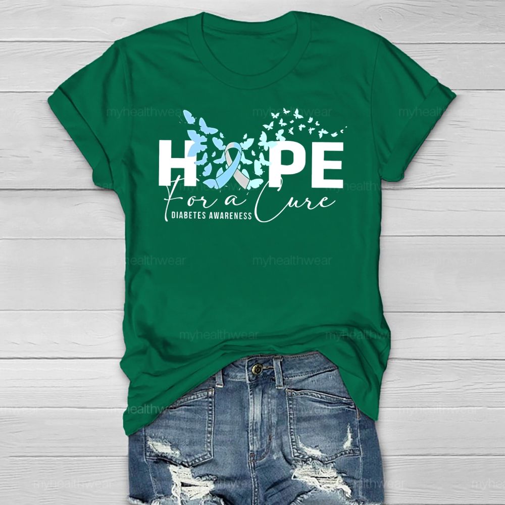 Hope For A Cure Butterfly Diabetes Healthwear T-shirt