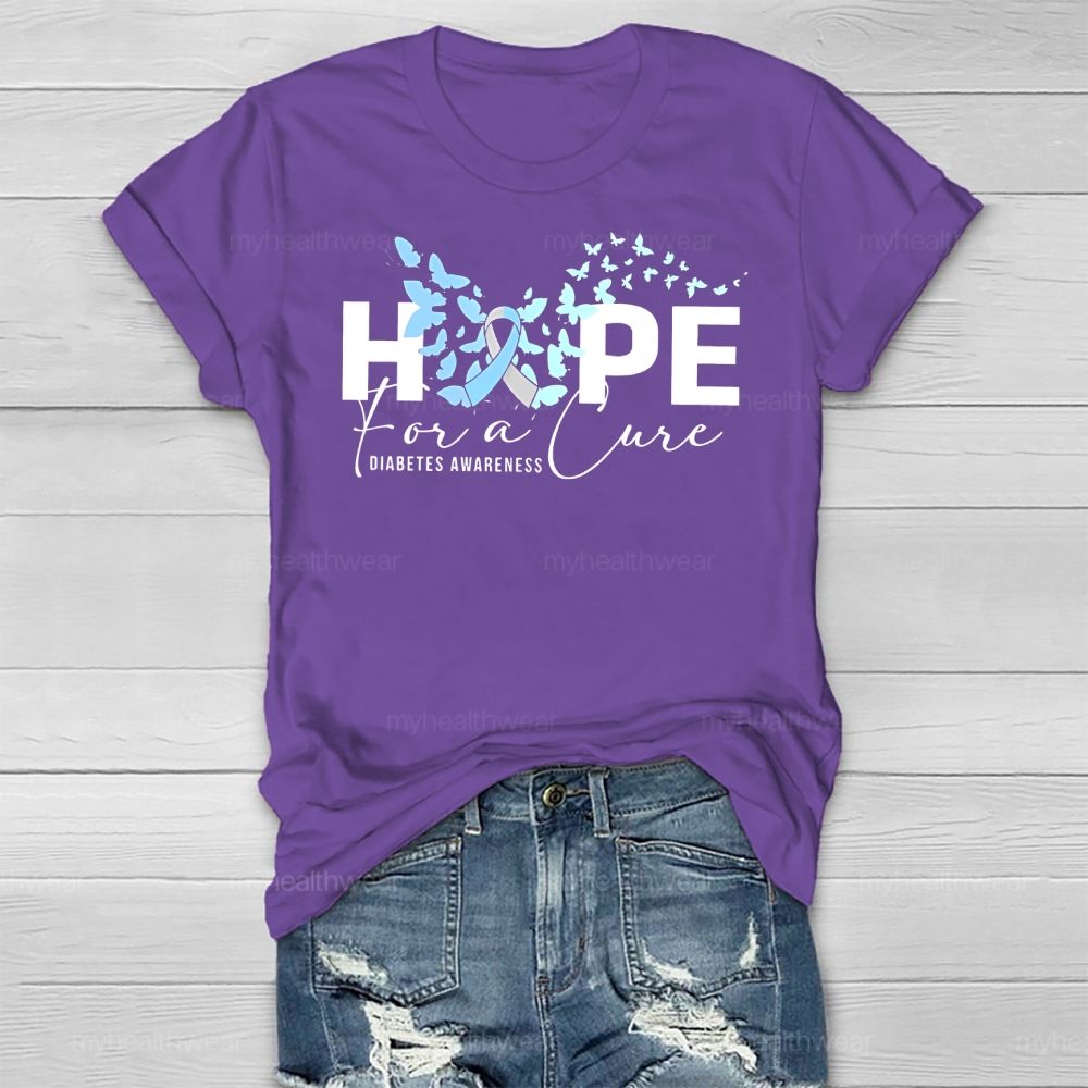 Hope For A Cure Butterfly Diabetes Healthwear T-shirt