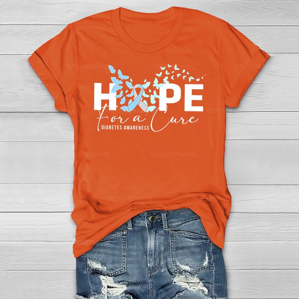 Hope For A Cure Butterfly Diabetes Healthwear T-shirt