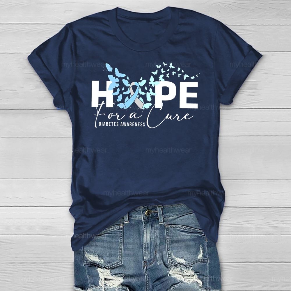 Hope For A Cure Butterfly Diabetes Healthwear T-shirt