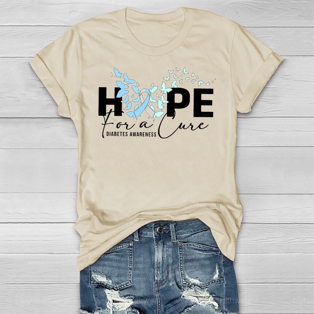 Hope For A Cure Butterfly Diabetes Healthwear T-shirt