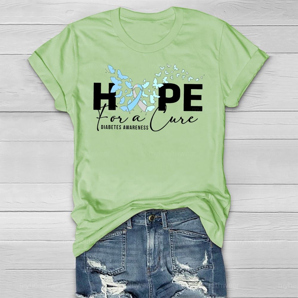 Hope For A Cure Butterfly Diabetes Healthwear T-shirt