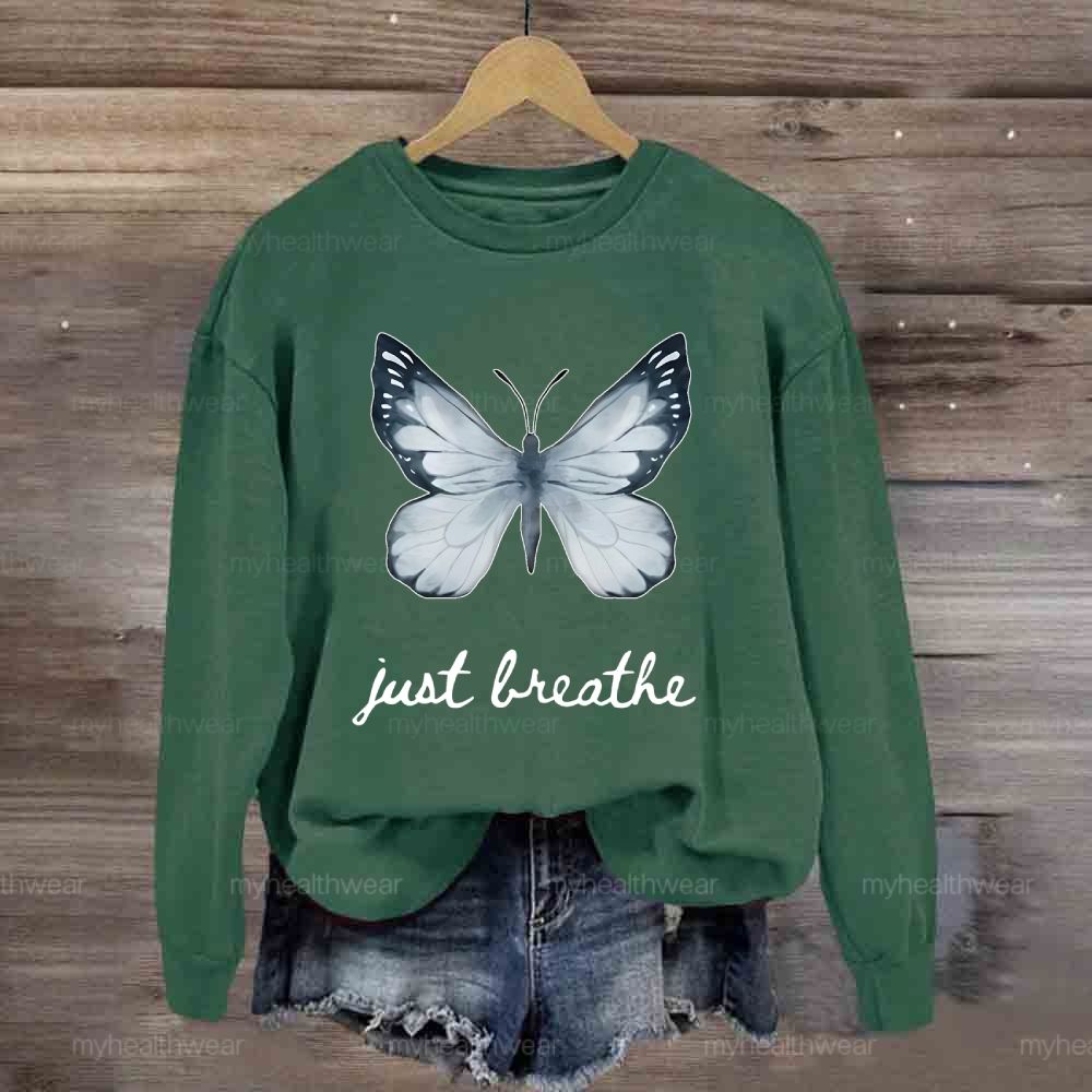 Just Breathe Ink Wash Butterfly Sweatshirt