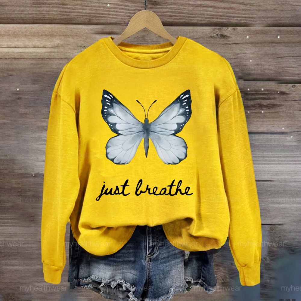 Just Breathe Ink Wash Butterfly Sweatshirt