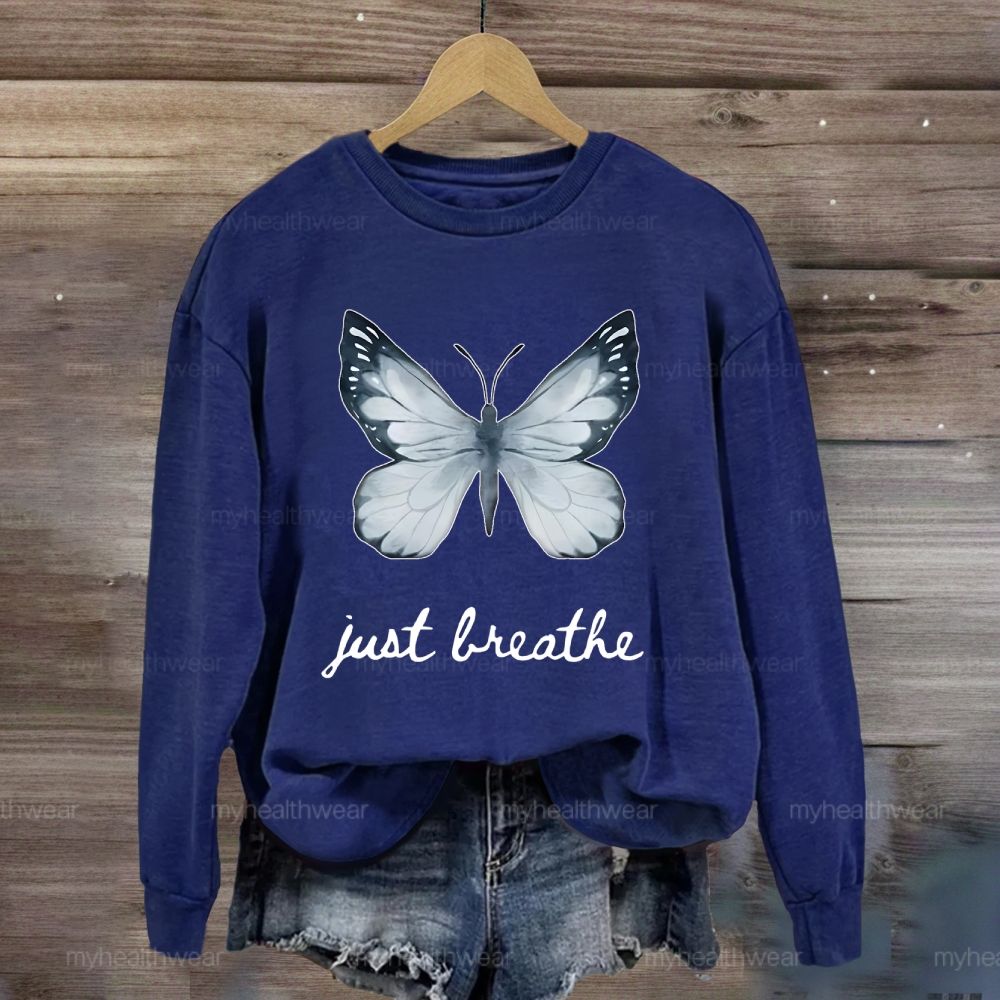 Just Breathe Ink Wash Butterfly Sweatshirt