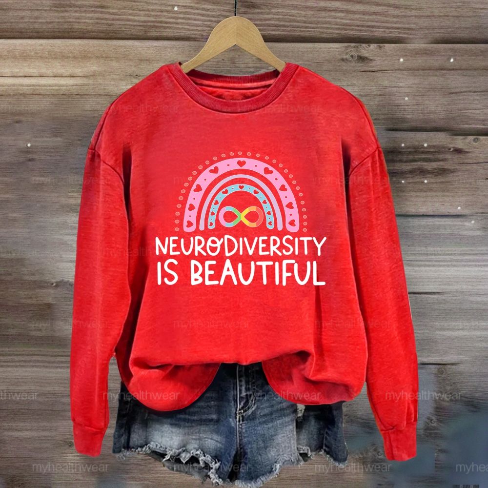 Neurodiversity Is Beautiful Rainbow Heart Sweatshirt