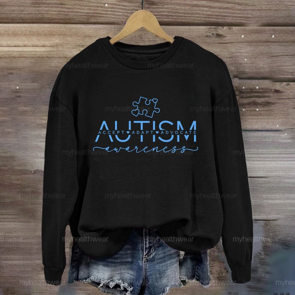 Autism Awareness Puzzle Accept Adapt Advocate Sweatshirt