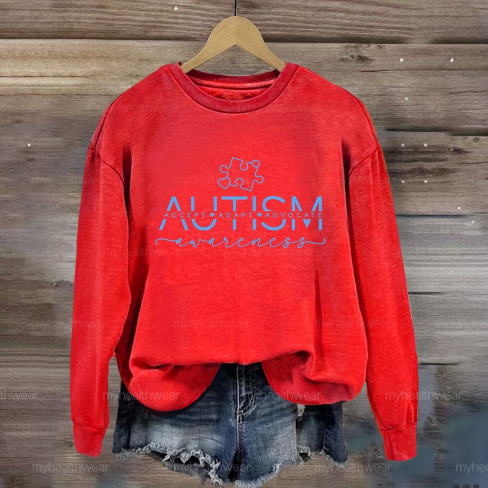Autism Awareness Puzzle Accept Adapt Advocate Sweatshirt