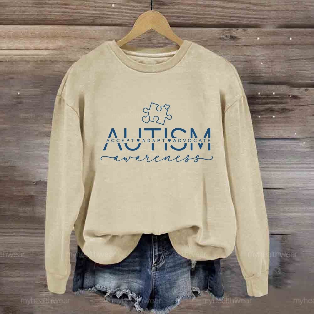 Autism Awareness Puzzle Accept Adapt Advocate Sweatshirt