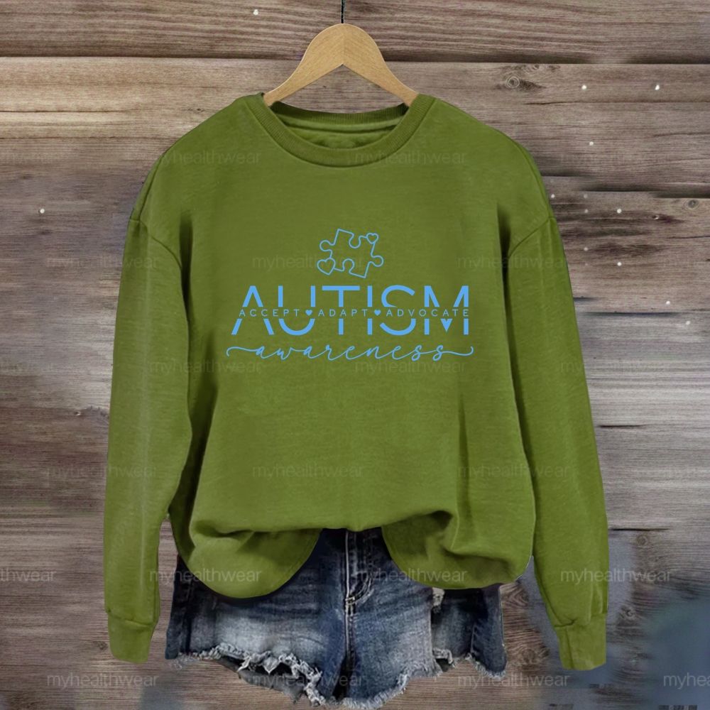 Autism Awareness Puzzle Accept Adapt Advocate Sweatshirt