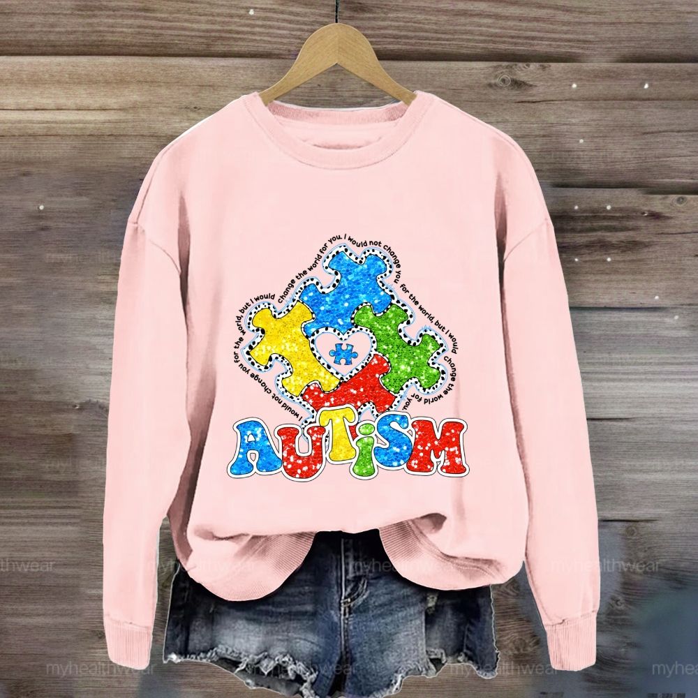 Autism Colorful Puzzle Heart Sweatshirt