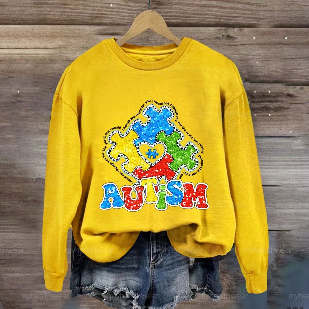 Autism Colorful Puzzle Heart Sweatshirt
