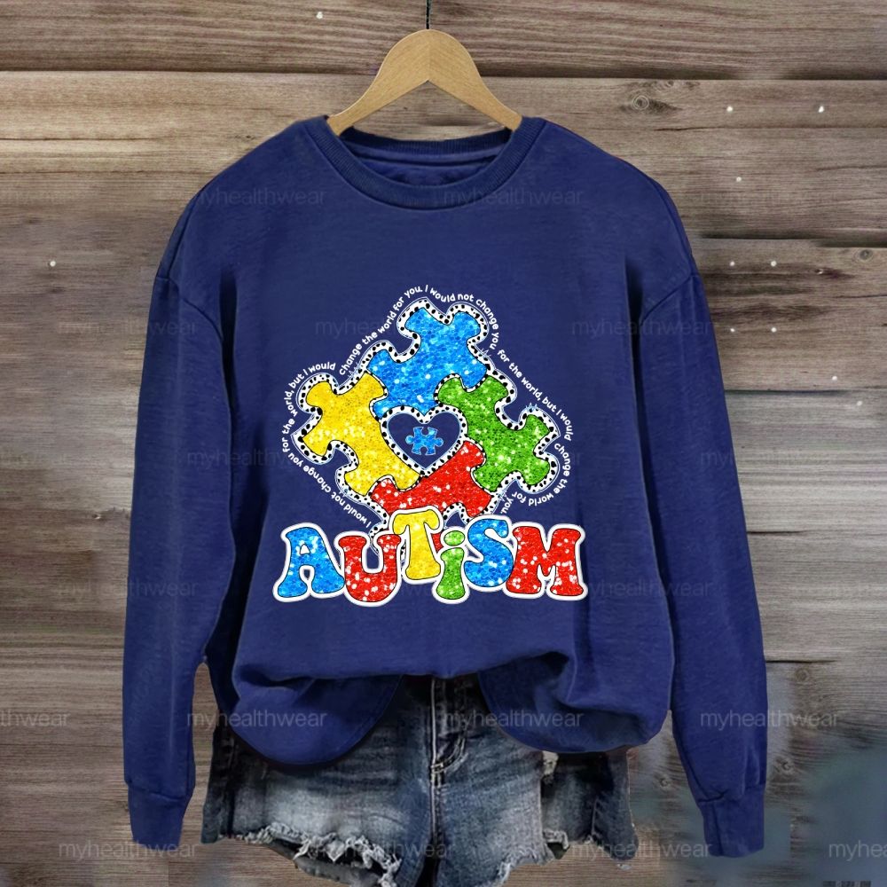 Autism Colorful Puzzle Heart Sweatshirt