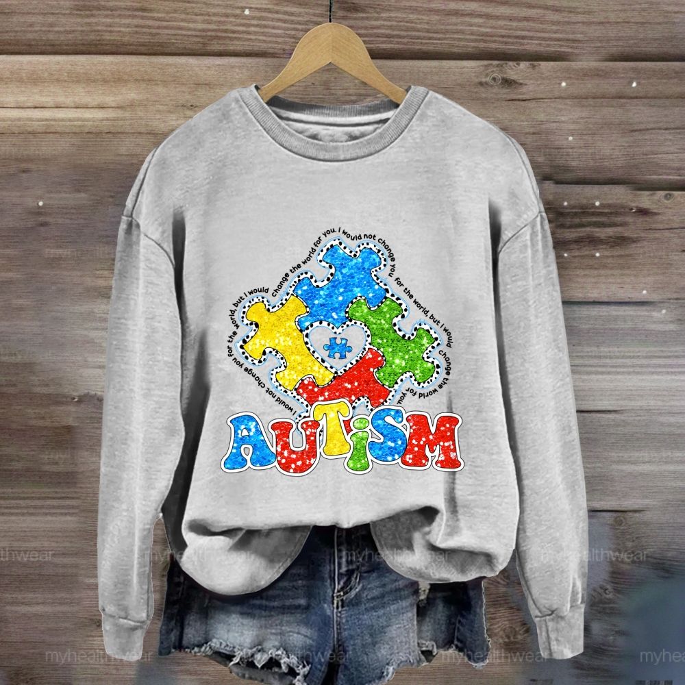 Autism Colorful Puzzle Heart Sweatshirt