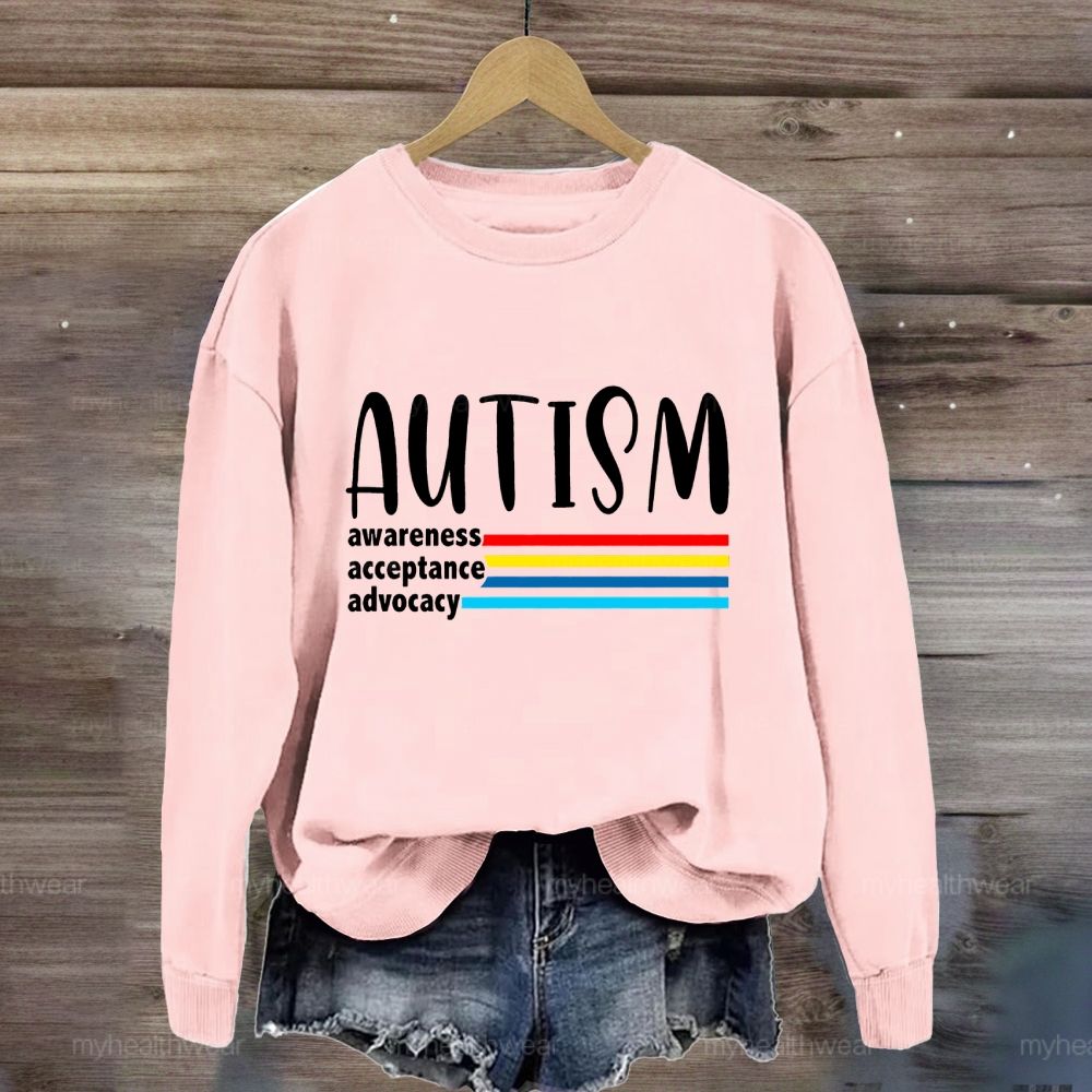 Autism Awareness Acceptance Advocacy Colorful Lines Sweatshirt