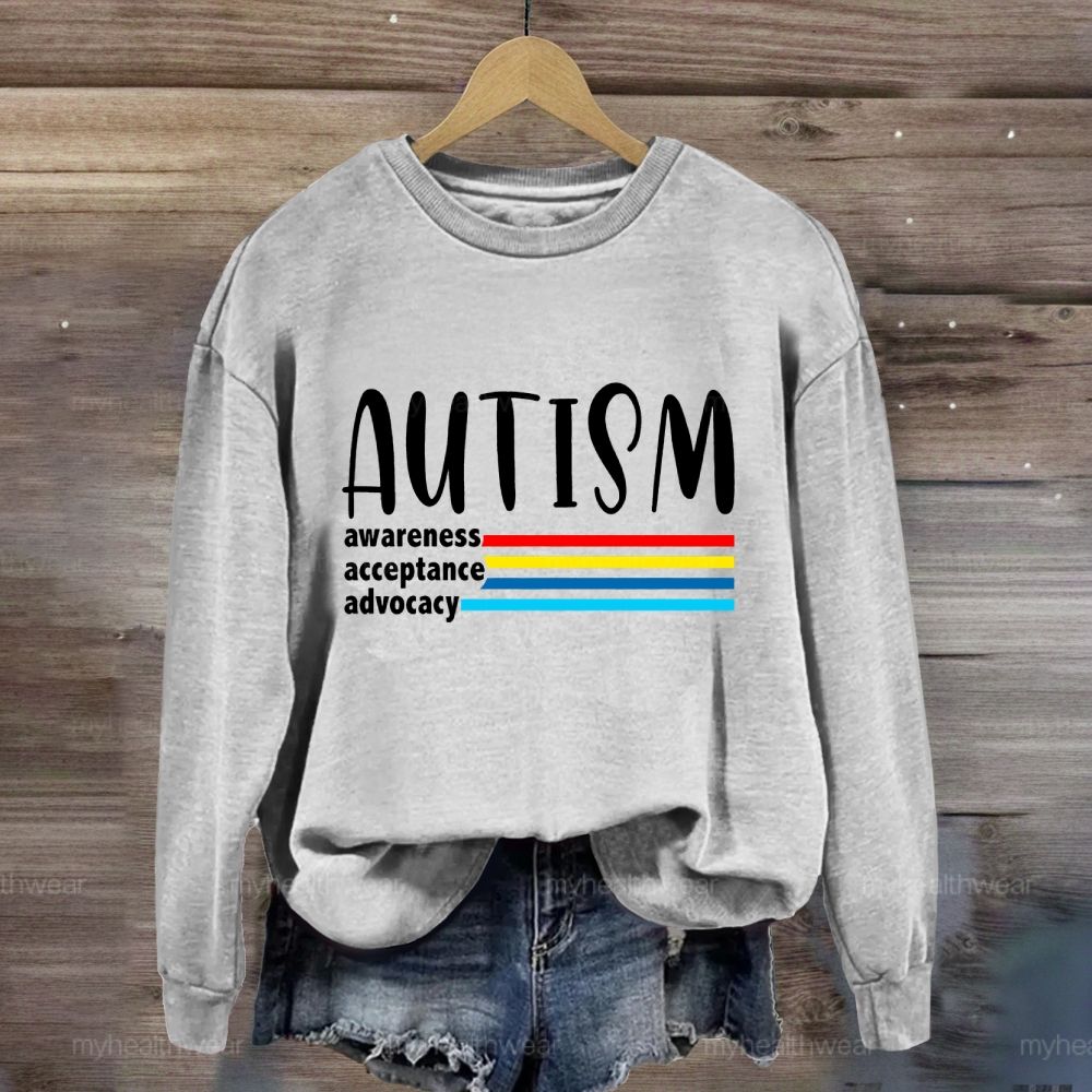 Autism Awareness Acceptance Advocacy Colorful Lines Sweatshirt