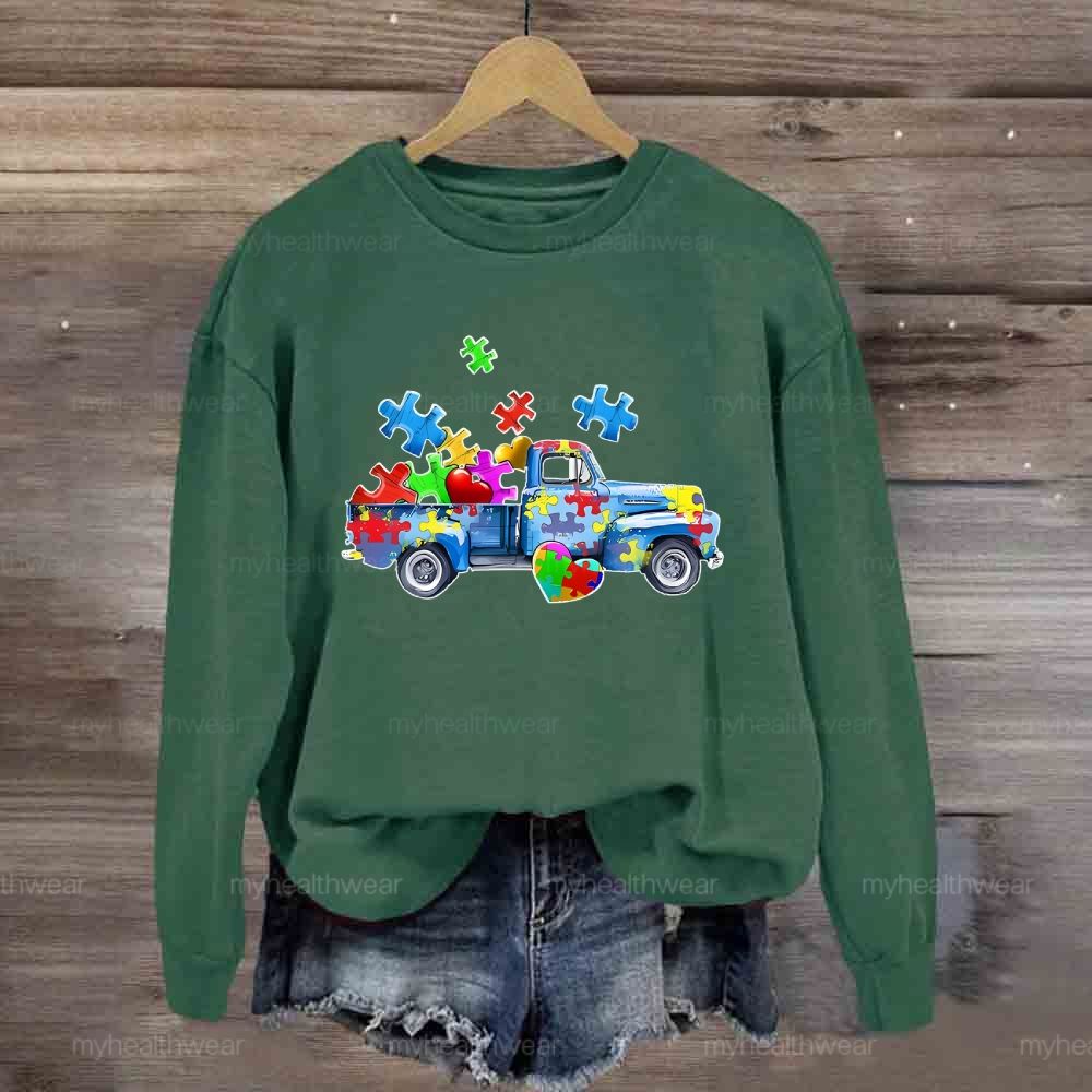 Puzzle Car Love Autism Sweatshirt