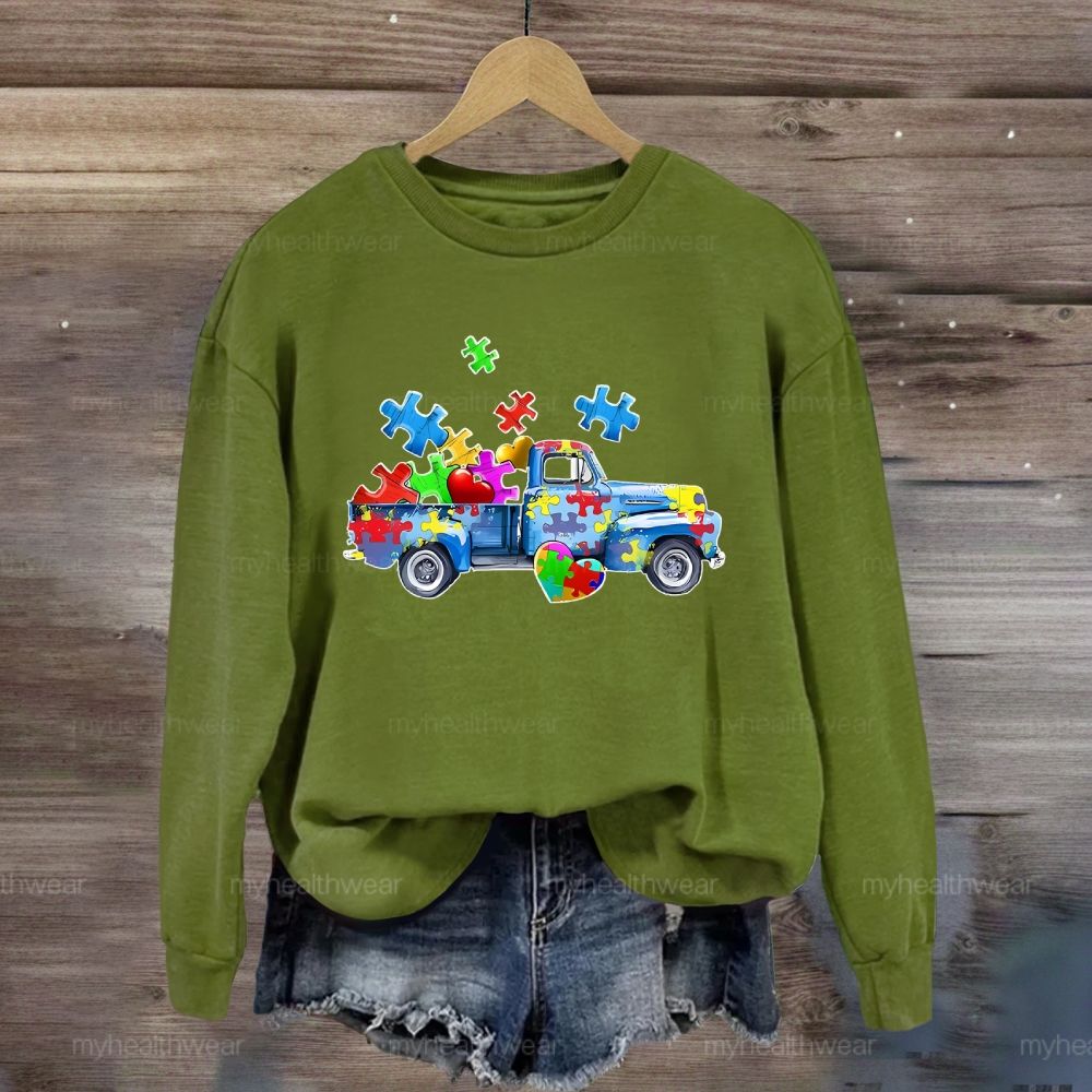Puzzle Car Love Autism Sweatshirt