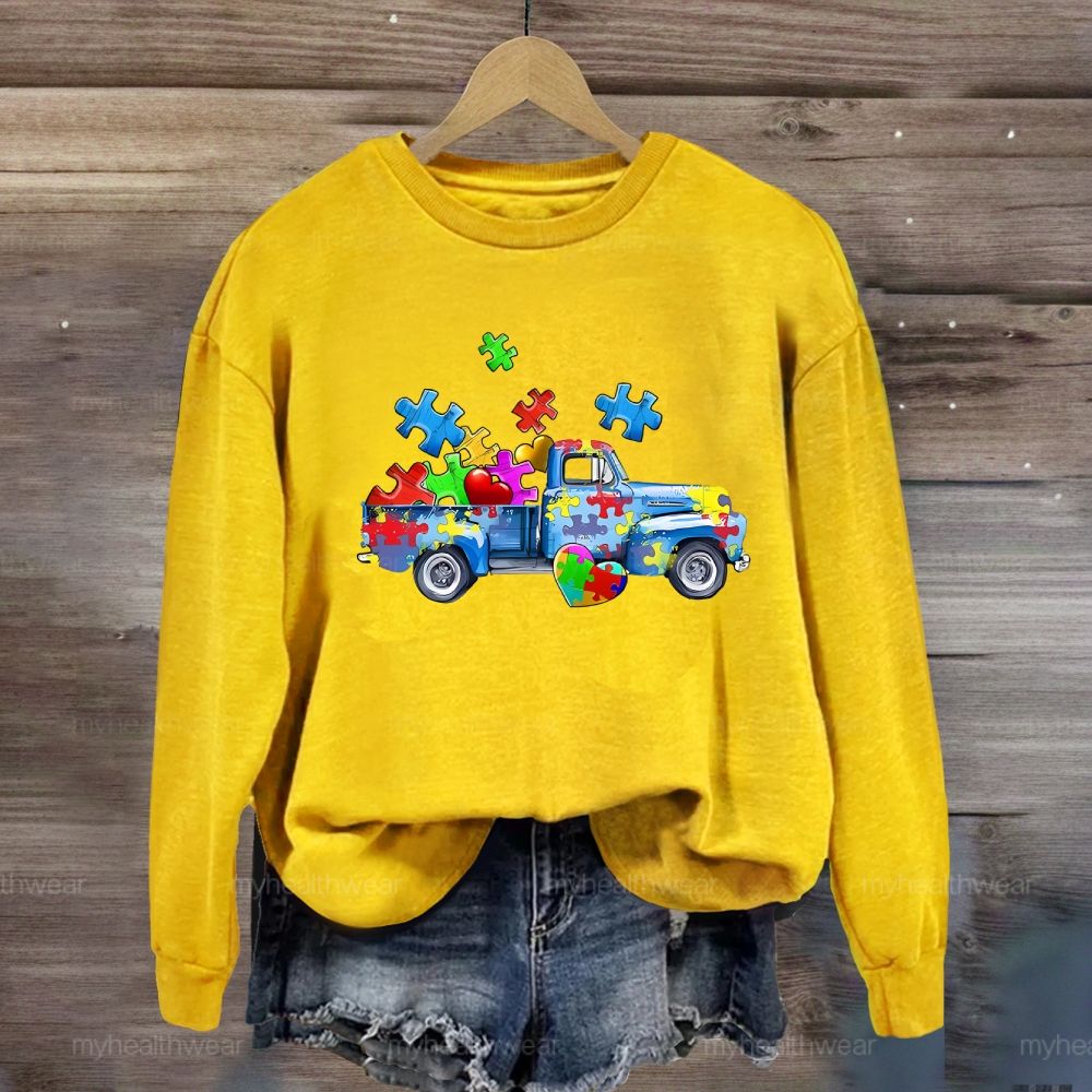 Puzzle Car Love Autism Sweatshirt