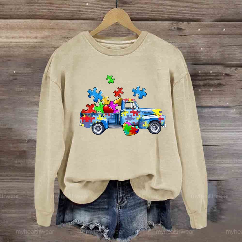 Puzzle Car Love Autism Sweatshirt