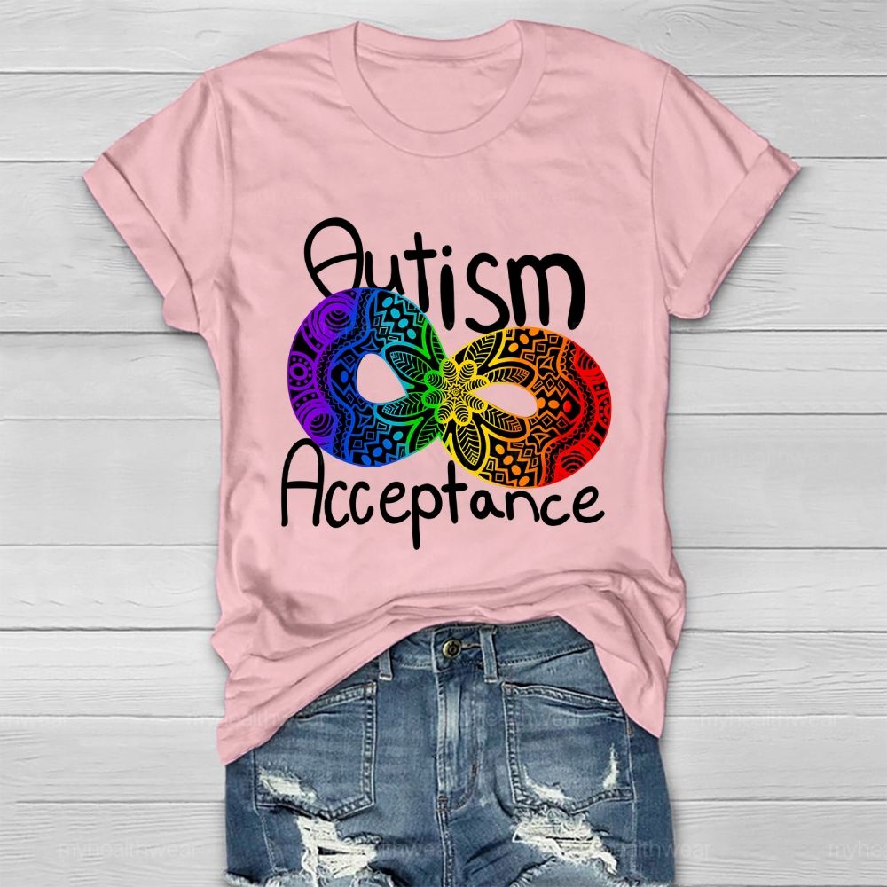 Autism Acceptance Infinity Symbol Flowers Healthwear T-shirt