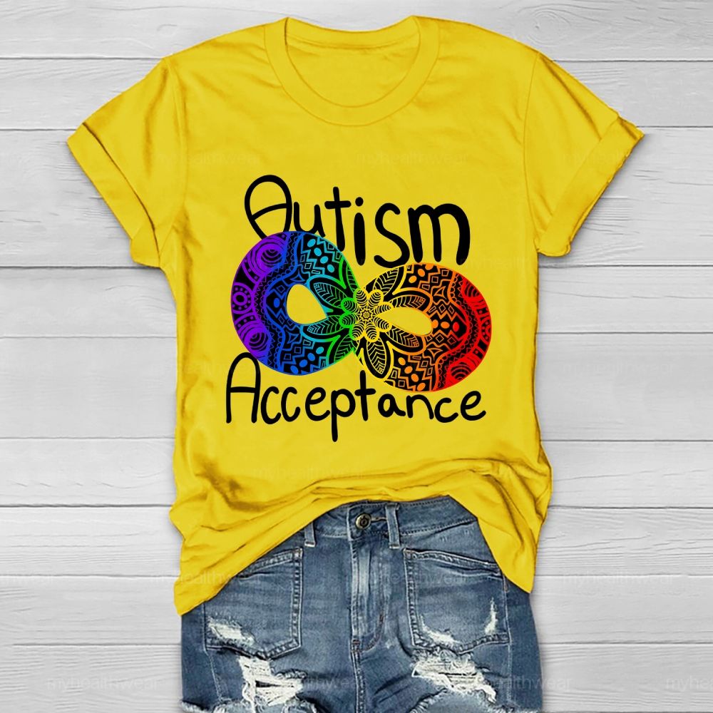 Autism Acceptance Infinity Symbol Flowers Healthwear T-shirt