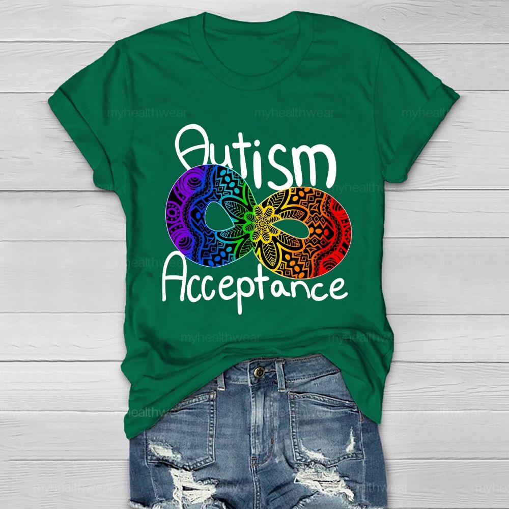 Autism Acceptance Infinity Symbol Flowers Healthwear T-shirt