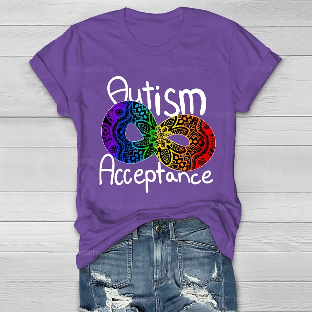 Autism Acceptance Infinity Symbol Flowers Healthwear T-shirt