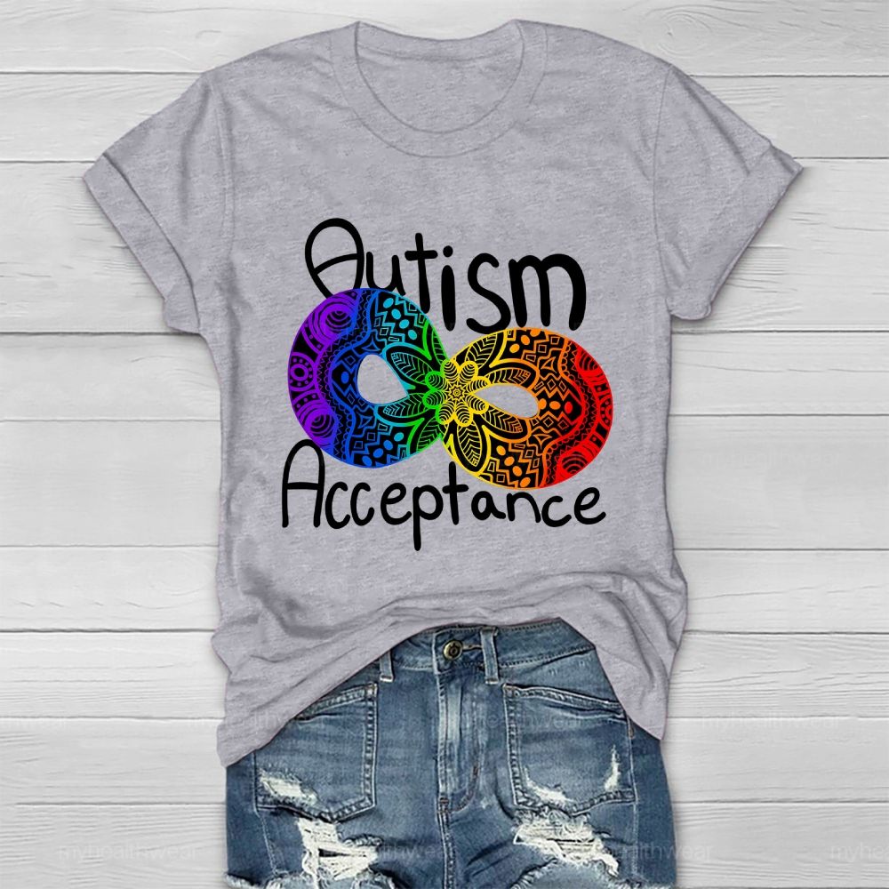 Autism Acceptance Infinity Symbol Flowers Healthwear T-shirt