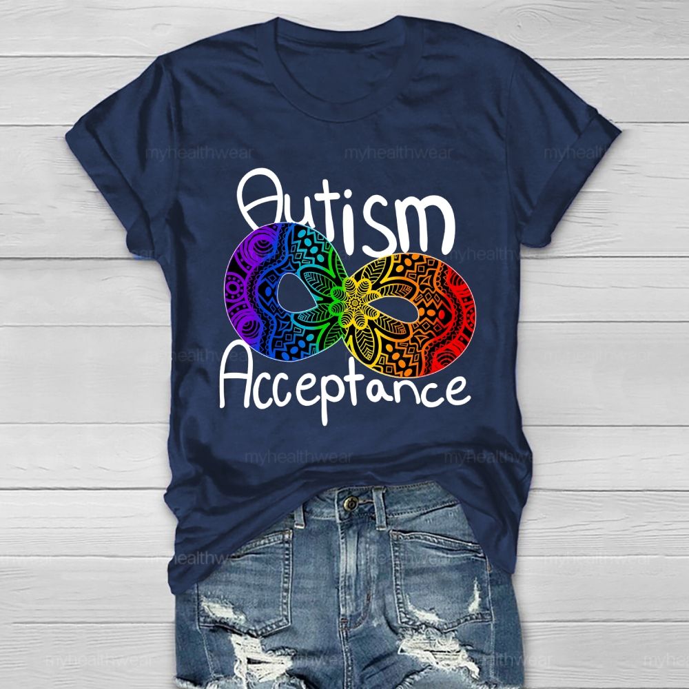 Autism Acceptance Infinity Symbol Flowers Healthwear T-shirt