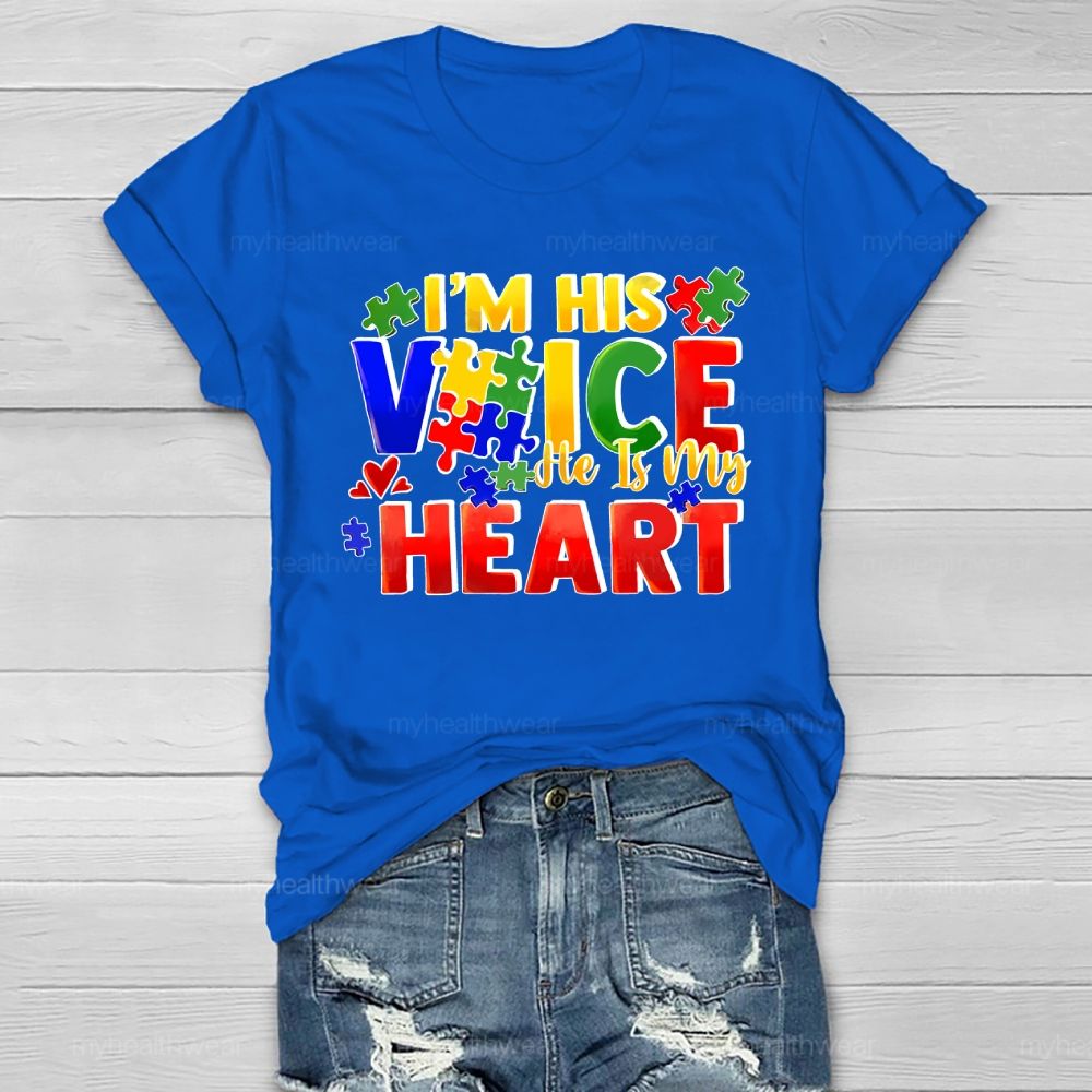 I'm His Voice He Is My Heart Puzzle Colorful Letters Healthwear T-shirt