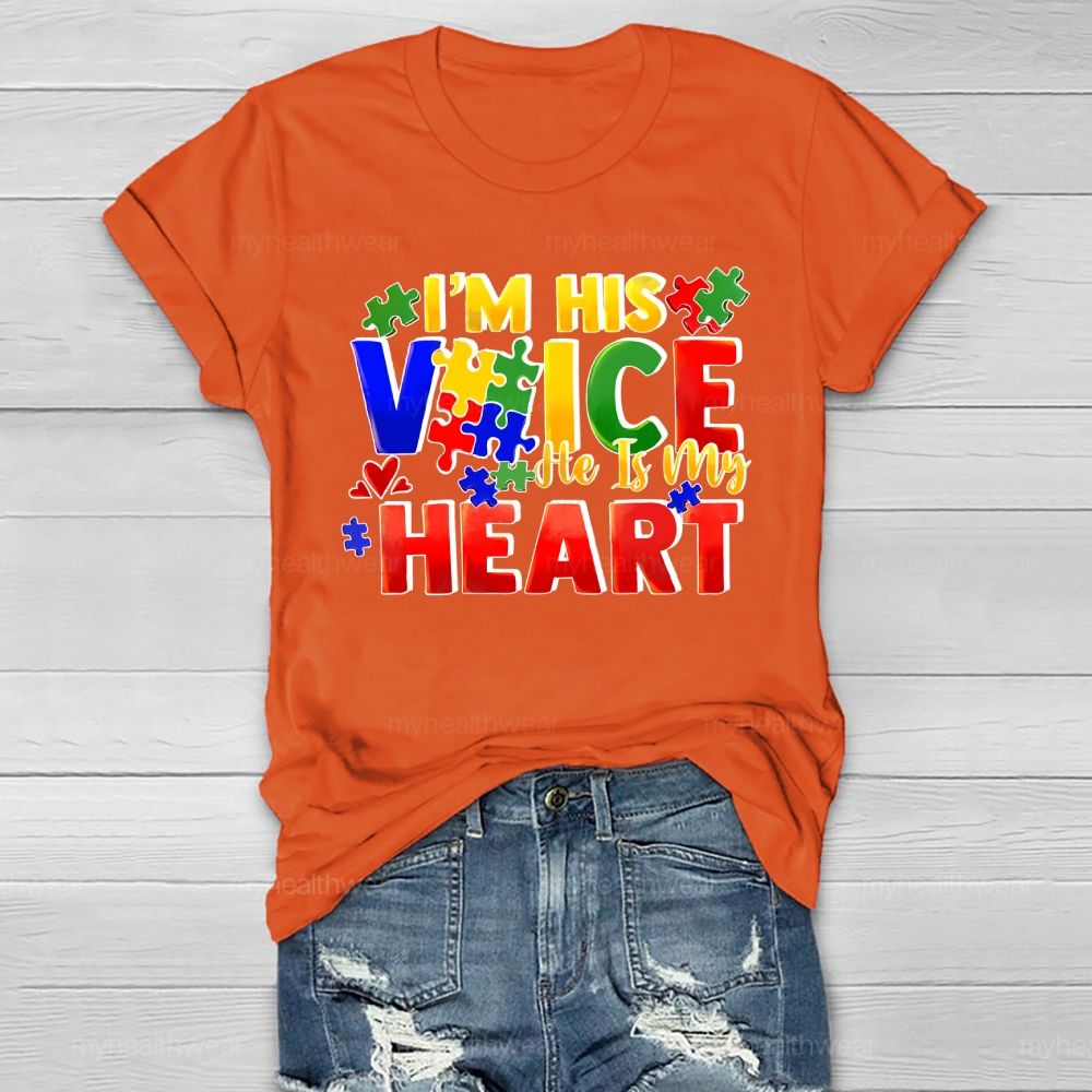 I'm His Voice He Is My Heart Puzzle Colorful Letters Healthwear T-shirt
