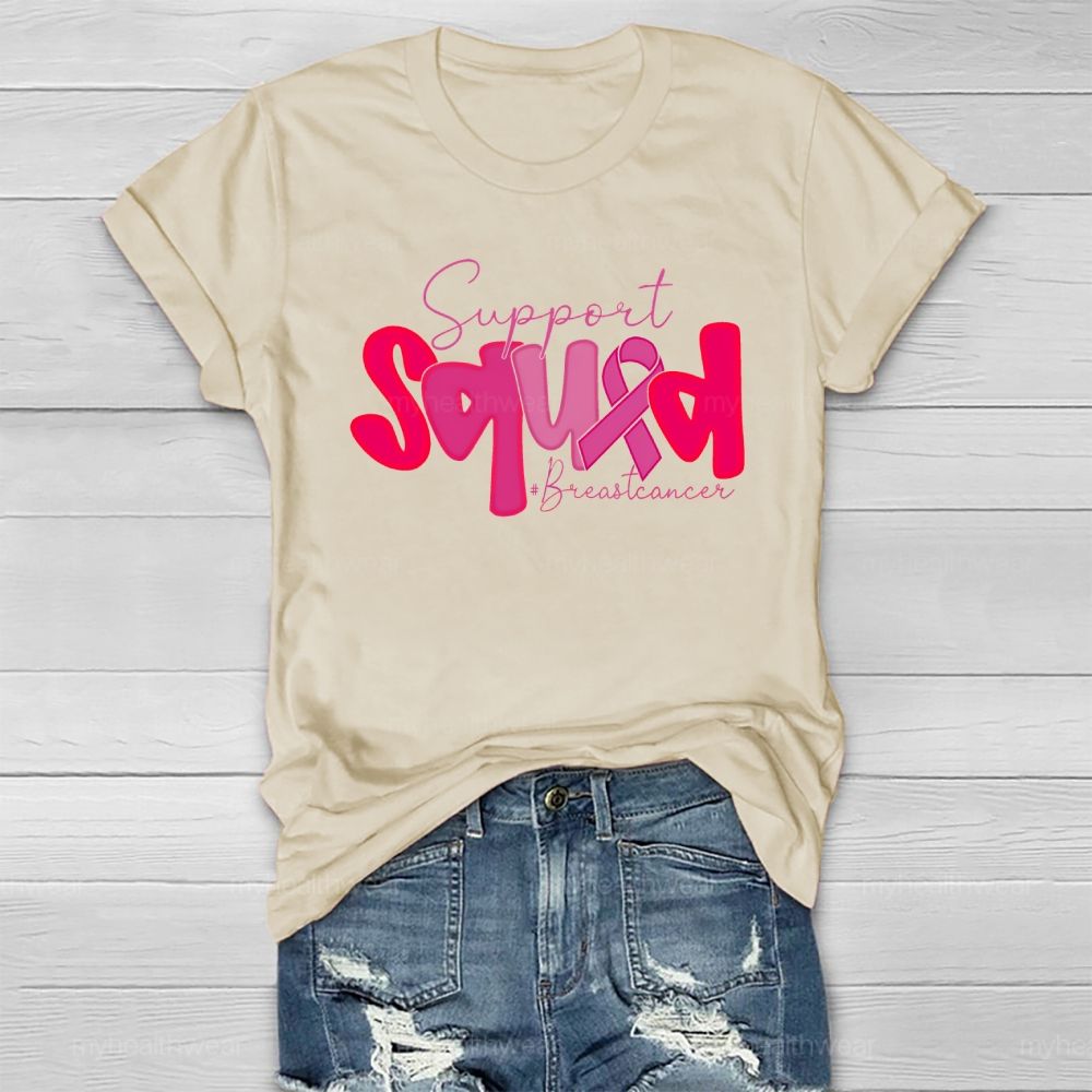 Support Squad Breast Cancer Awareness Letters Healthwear T-shirt