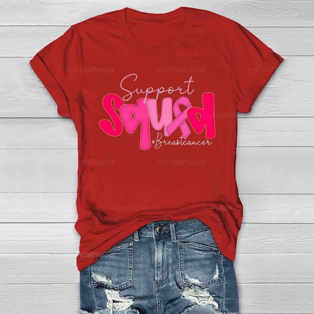 Support Squad Breast Cancer Awareness Letters Healthwear T-shirt