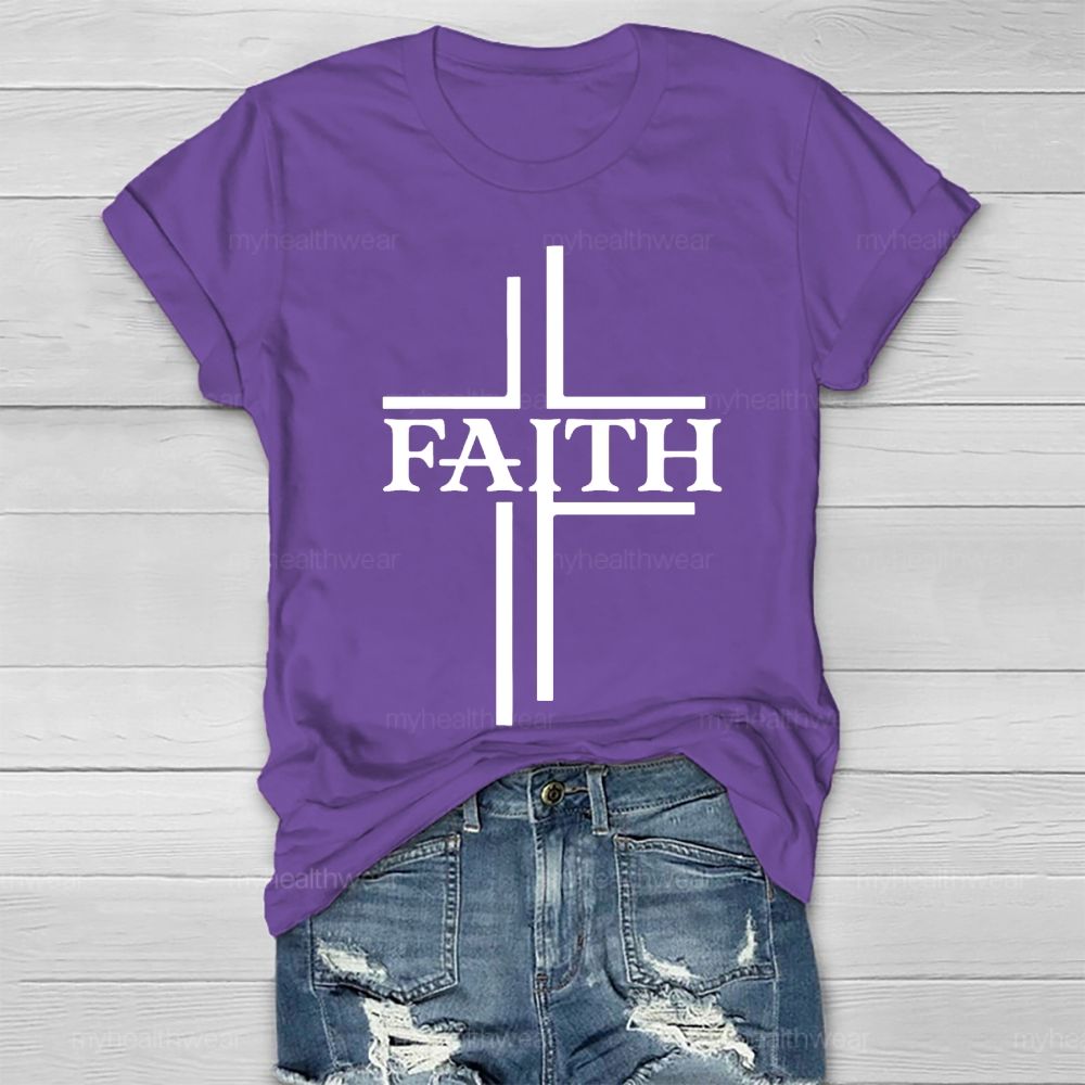 Faith Cross Graphic Letter Healthwear T-shirt