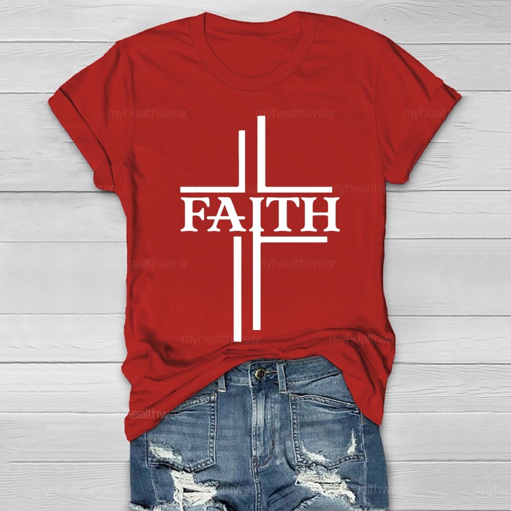 Faith Cross Graphic Letter Healthwear T-shirt