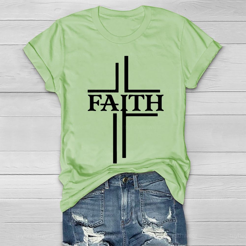 Faith Cross Graphic Letter Healthwear T-shirt