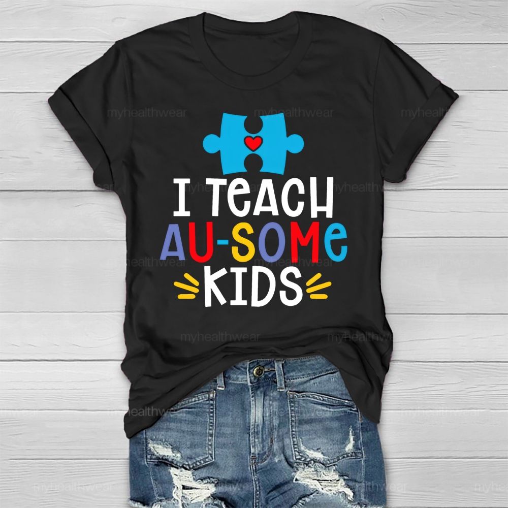 I Teach AUsome Kids Autism Puzzle Healthwear T-shirt