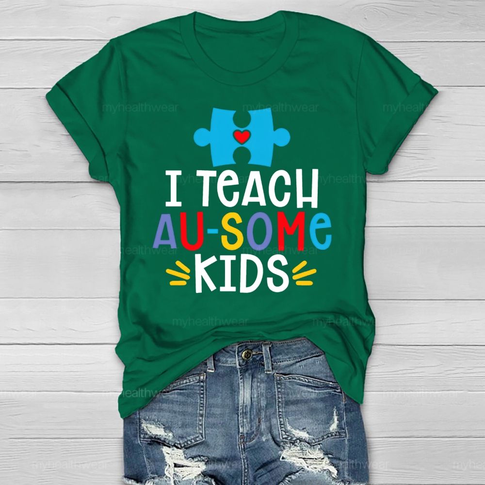 I Teach AUsome Kids Autism Puzzle Healthwear T-shirt