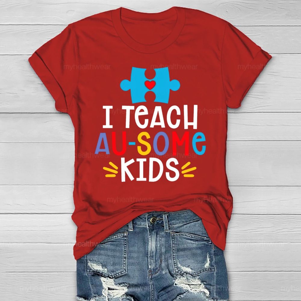 I Teach AUsome Kids Autism Puzzle Healthwear T-shirt