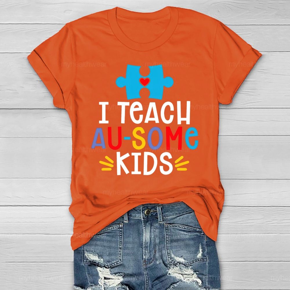 I Teach AUsome Kids Autism Puzzle Healthwear T-shirt