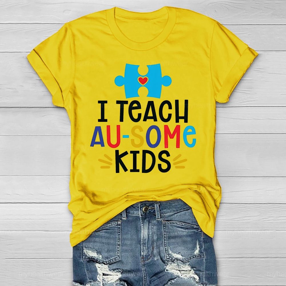 I Teach AUsome Kids Autism Puzzle Healthwear T-shirt