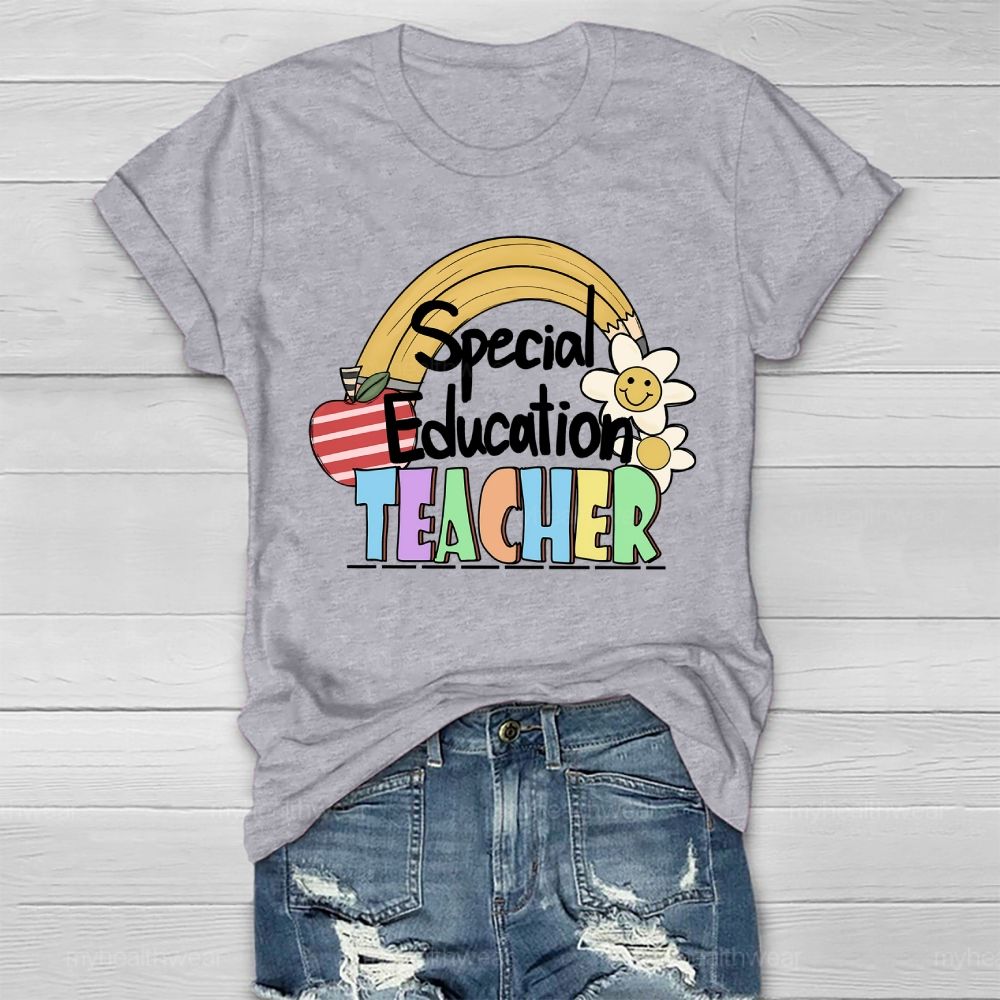 Special Education Teacher Rainbow Apple Healthwear T-shirt