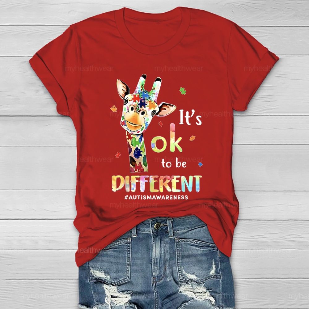 It's Ok To Be Different Autism Awareness Colorful Giraffe Healthwear T-shirt 2512002465