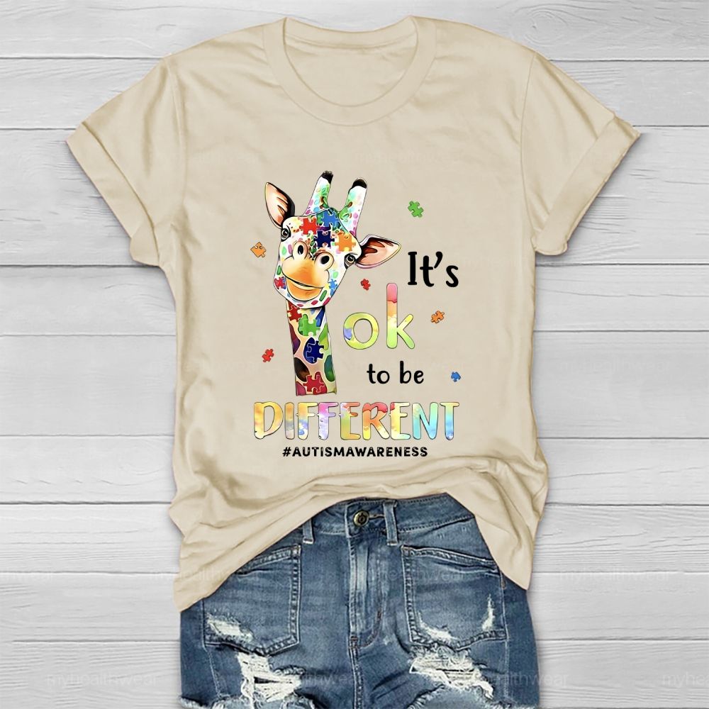 It's Ok To Be Different Autism Awareness Colorful Giraffe Healthwear T-shirt 2512002465
