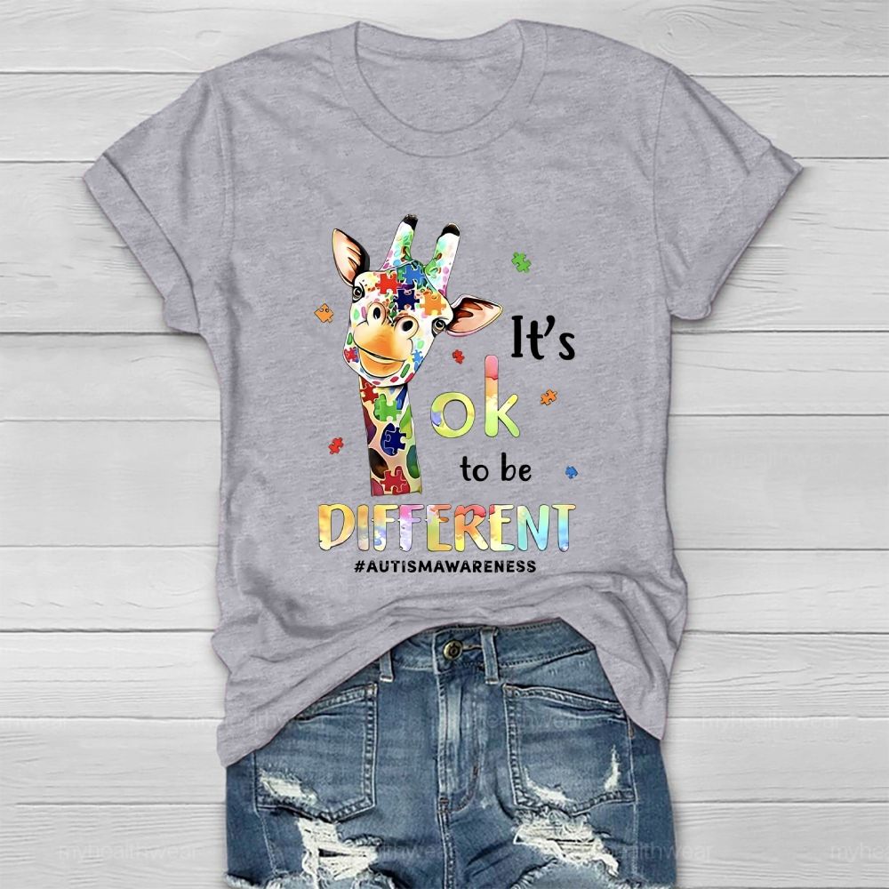 It's Ok To Be Different Autism Awareness Colorful Giraffe Healthwear T-shirt 2512002465