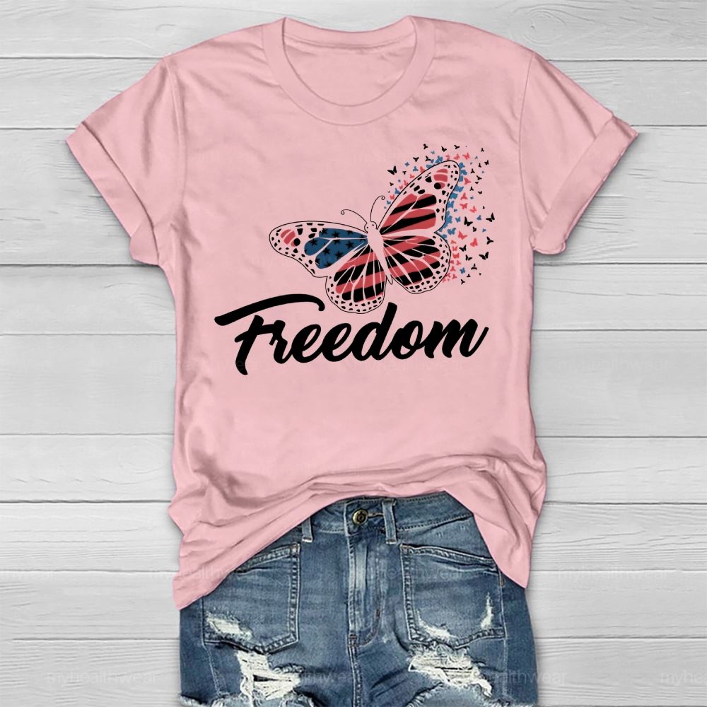 Freedom Butterfly Flag Healthwear T-shirt