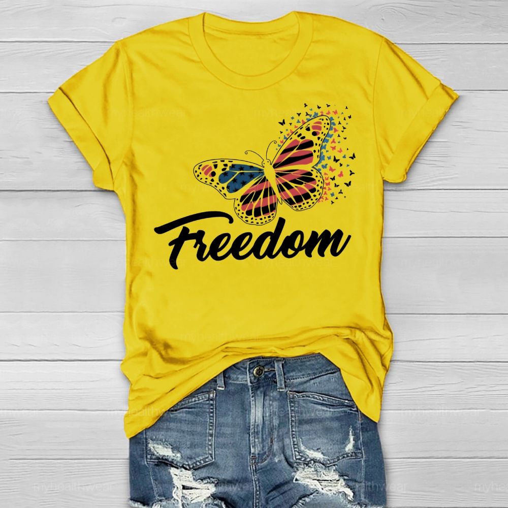 Freedom Butterfly Flag Healthwear T-shirt